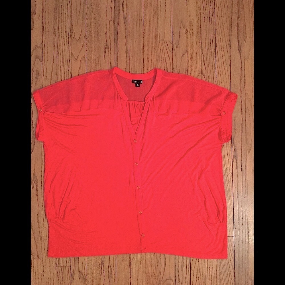 1X CORAL BLOUSE TUNIC TOP a.n.a.  NWOT SELF LINED FLATTERING FIT - Picture 4 of 4